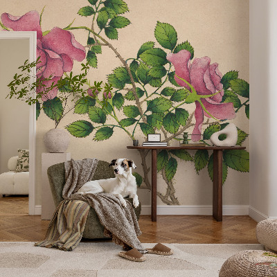 Papel de parede autocolante com estampa de rosas românticas