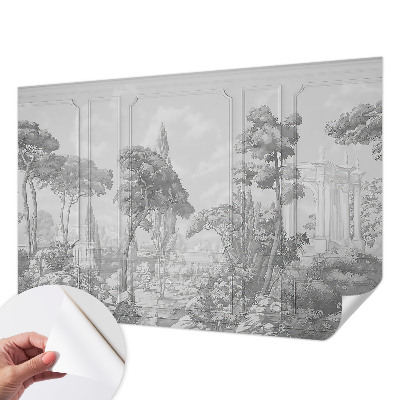 Papel de parede infantil com tema de natureza e elementos atmosféricos