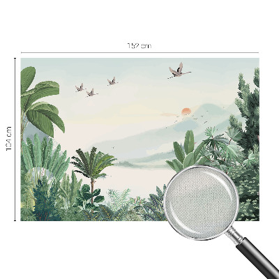 Papel de parede autocolante para sala oásis tropical