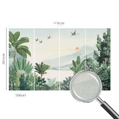 Papel de parede autocolante para sala oásis tropical