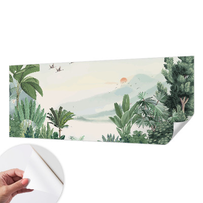 Papel de parede autocolante para sala oásis tropical