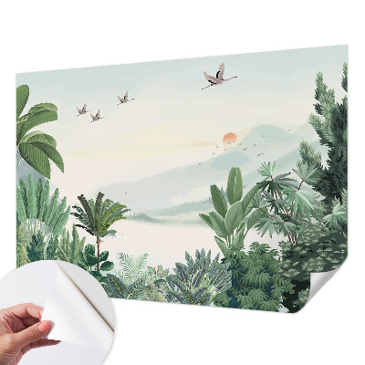 Papel de parede autocolante para sala oásis tropical