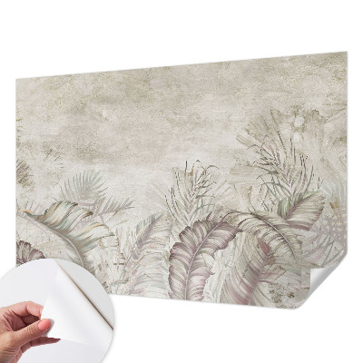 Papel de parede autocolante para sala com folhas decorativas