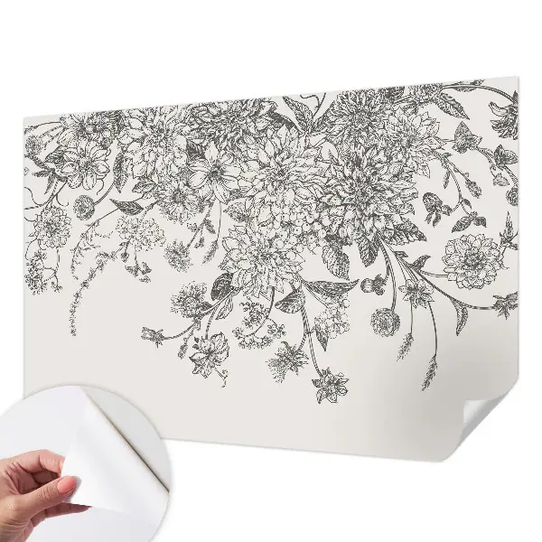 Papel de parede autocolante para quarto com estampa floral
