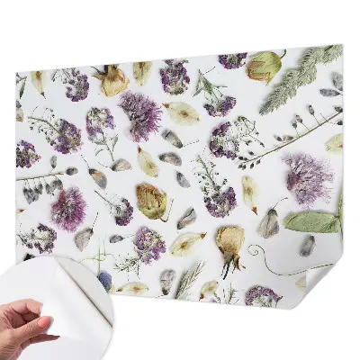 Autocolante de parede fotográfico com motivo de flores secas