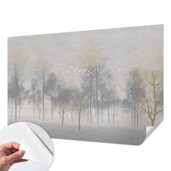 Papel de parede autocolante para sala Harmonia da floresta