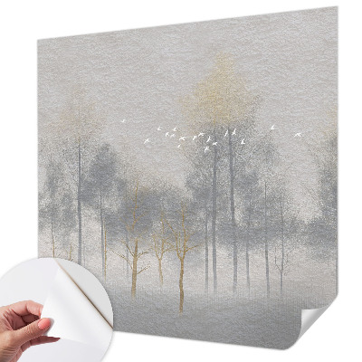 Papel de parede autocolante para sala Harmonia da floresta