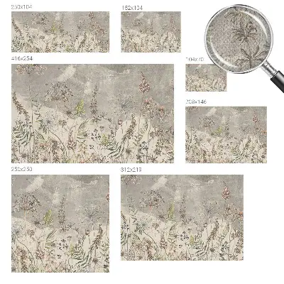 Papel de parede infantil com estampa de plantas silvestres