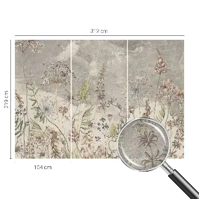 Papel de parede infantil com estampa de plantas silvestres