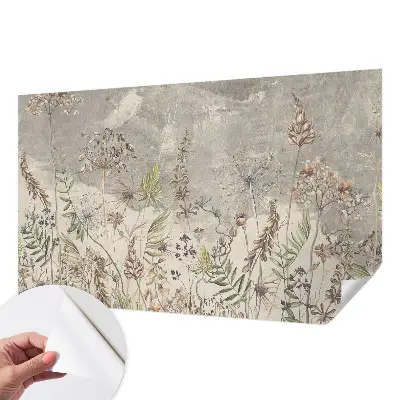 Papel de parede infantil com estampa de plantas silvestres