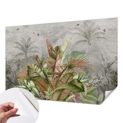 Papel de parede autocolante com estampa de selva exótica