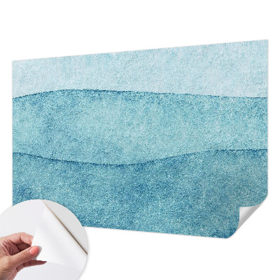 Papel de parede 3D com padrão de ondas azuis