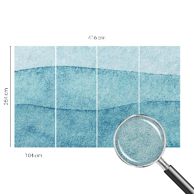 Papel de parede 3D com padrão de ondas azuis