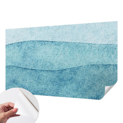 Papel de parede 3D com padrão de ondas azuis