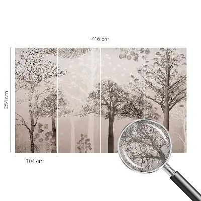 Papel de parede infantil com padrão de árvores delicadas
