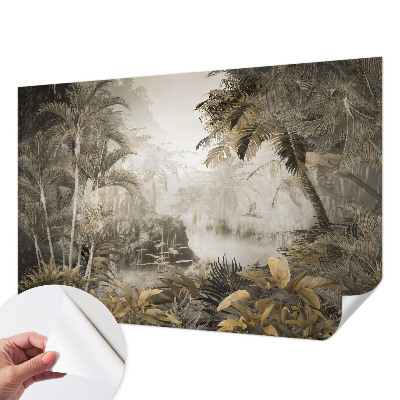 Papel de parede autocolante para quarto com estampa de floresta tropical