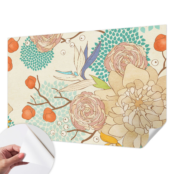 Papel de parede autocolante para sala Fantasia floral