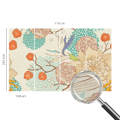 Papel de parede autocolante para sala Fantasia floral
