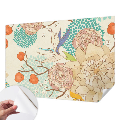 Papel de parede autocolante para sala Fantasia floral
