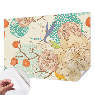 Papel de parede autocolante para sala Fantasia floral
