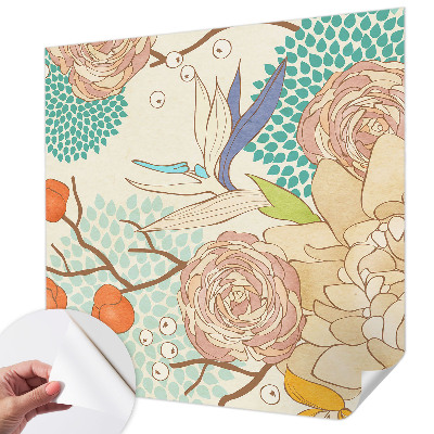Papel de parede autocolante para sala Fantasia floral