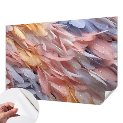Papel de parede autocolante para quarto Penas em tons pastel