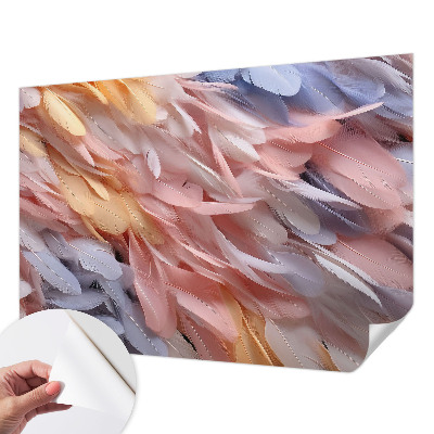 Papel de parede autocolante para quarto Penas em tons pastel
