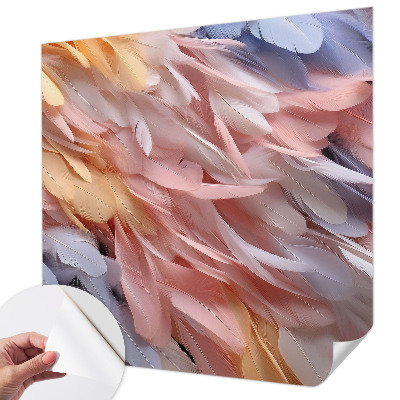 Papel de parede autocolante para quarto Penas em tons pastel