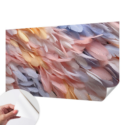 Papel de parede autocolante para quarto Penas em tons pastel