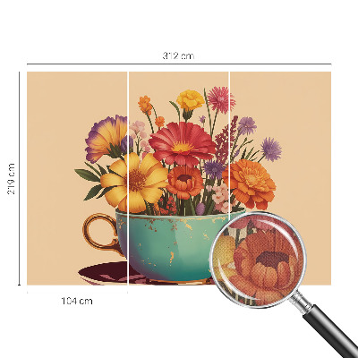 Papel de parede autocolante para sala com estampa de um buquê colorido