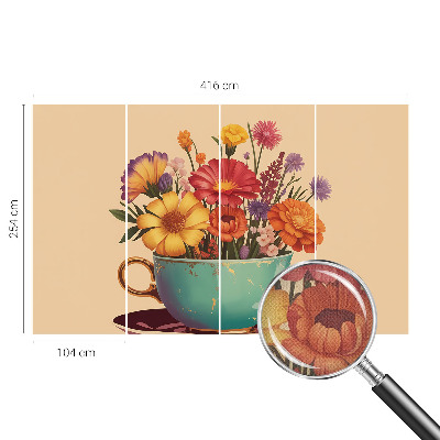 Papel de parede autocolante para sala com estampa de um buquê colorido