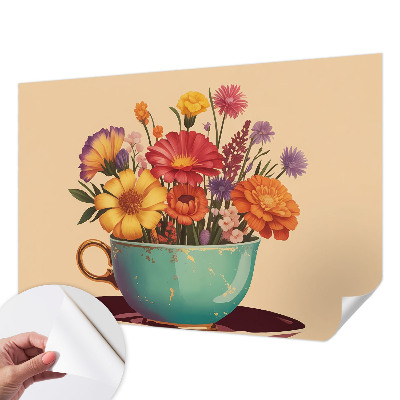 Papel de parede autocolante para sala com estampa de um buquê colorido