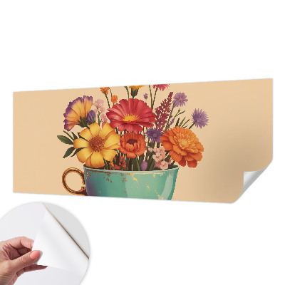 Papel de parede autocolante para sala com estampa de um buquê colorido