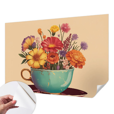 Papel de parede autocolante para sala com estampa de um buquê colorido