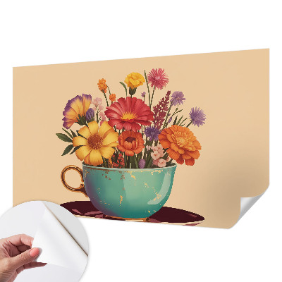 Papel de parede autocolante para sala com estampa de um buquê colorido