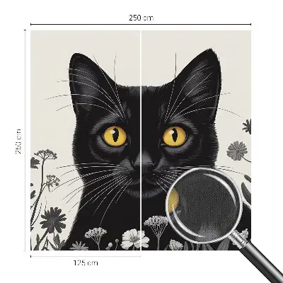 Papel de parede autocolante para quarto com estampa de flores e gatos