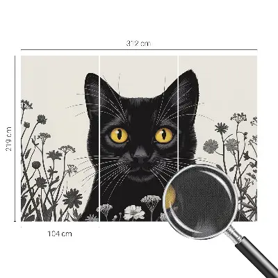 Papel de parede autocolante para quarto com estampa de flores e gatos