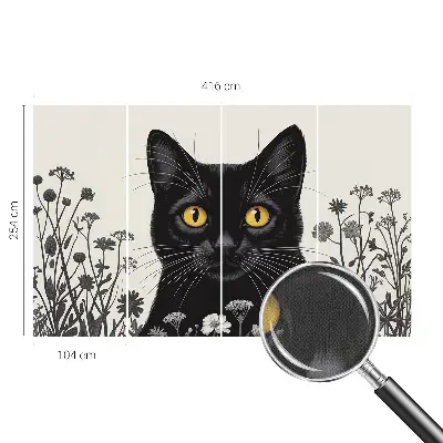 Papel de parede autocolante para quarto com estampa de flores e gatos