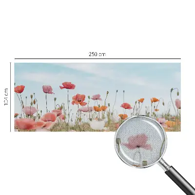 Autocolante de parede fotográfico com estampa de flores de papoula