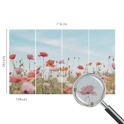 Autocolante de parede fotográfico com estampa de flores de papoula