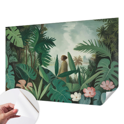 Papel de parede autocolante para sala Selva exótica