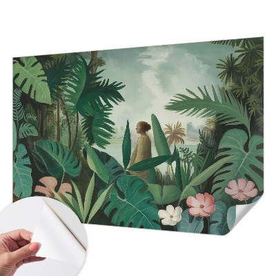 Papel de parede autocolante para sala Selva exótica
