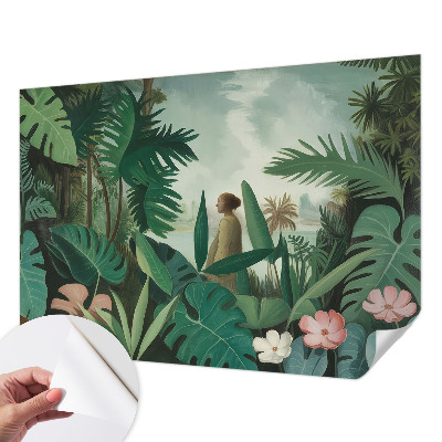 Papel de parede autocolante para sala Selva exótica
