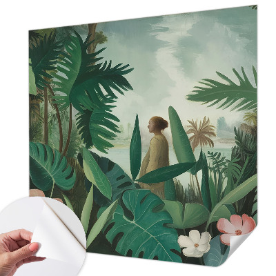 Papel de parede autocolante para sala Selva exótica