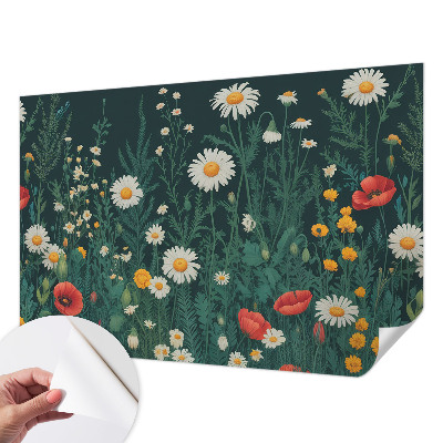 Papel de parede 3D com estampa de flores silvestres