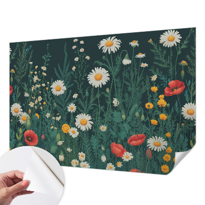 Papel de parede 3D com estampa de flores silvestres