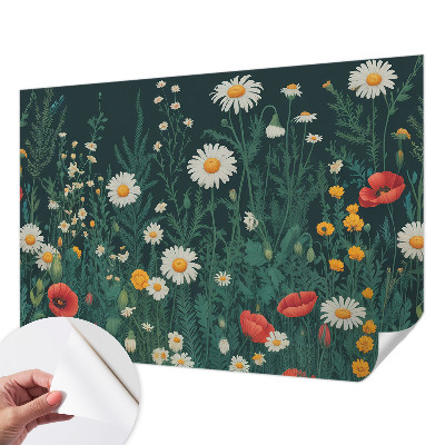 Papel de parede 3D com estampa de flores silvestres