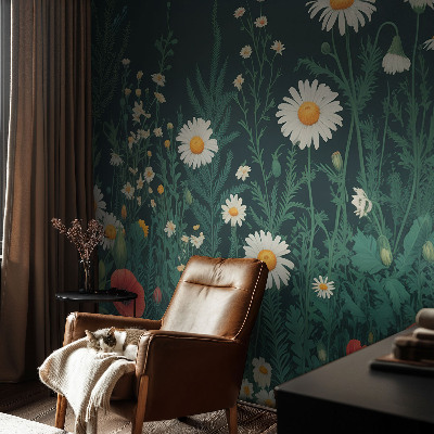 Papel de parede 3D com estampa de flores silvestres
