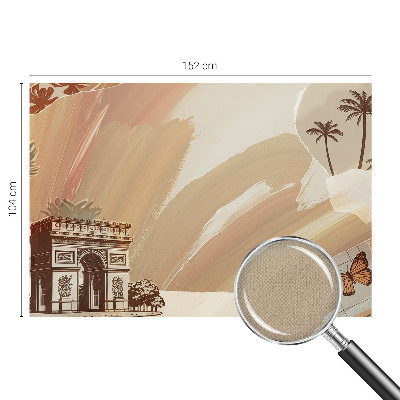 Papel de parede autocolante para sala com estampa de viagem exótica