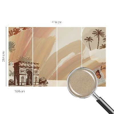 Papel de parede autocolante para sala com estampa de viagem exótica